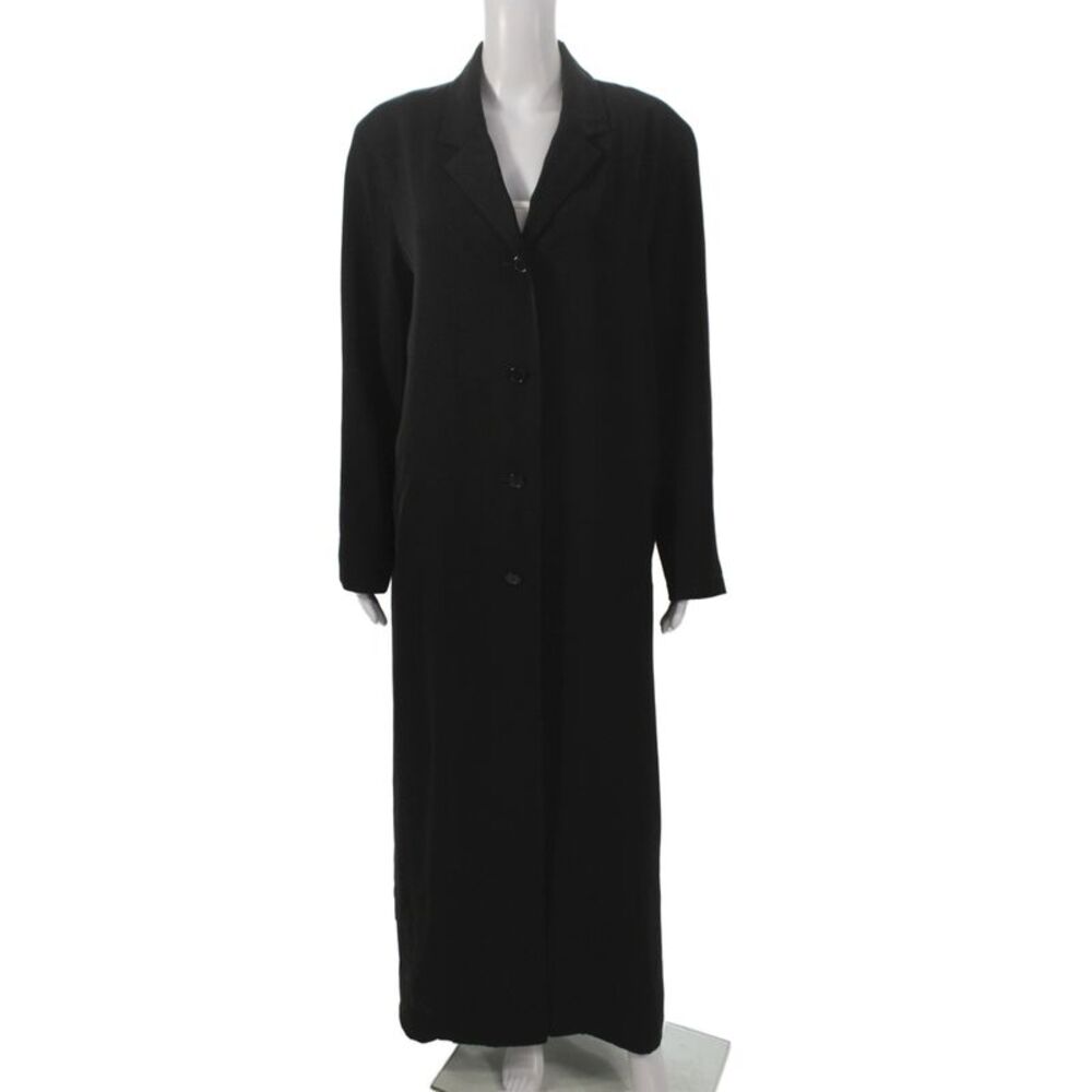 Carol Cohen Women Overcoat Black Floral Long Sleeve Button Plus Size XL
